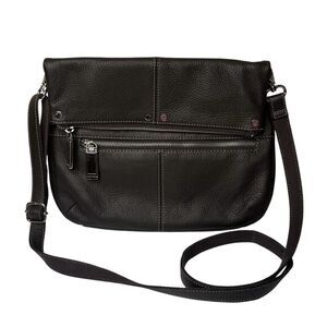 Tignanello‎ Bag Crossbody Brown Pebble Leather Double Zip Pocket Flap Purse